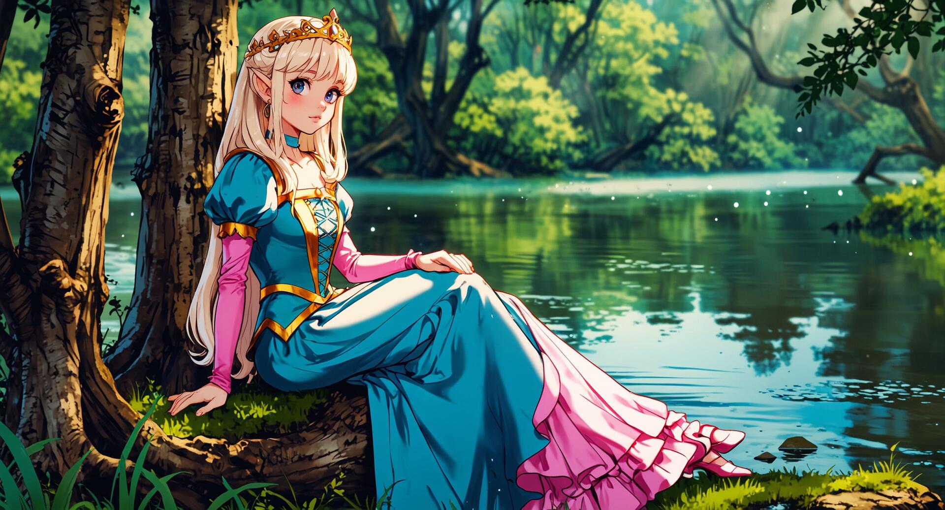 Download Anime Girl River Gown Royalty HD Wallpaper