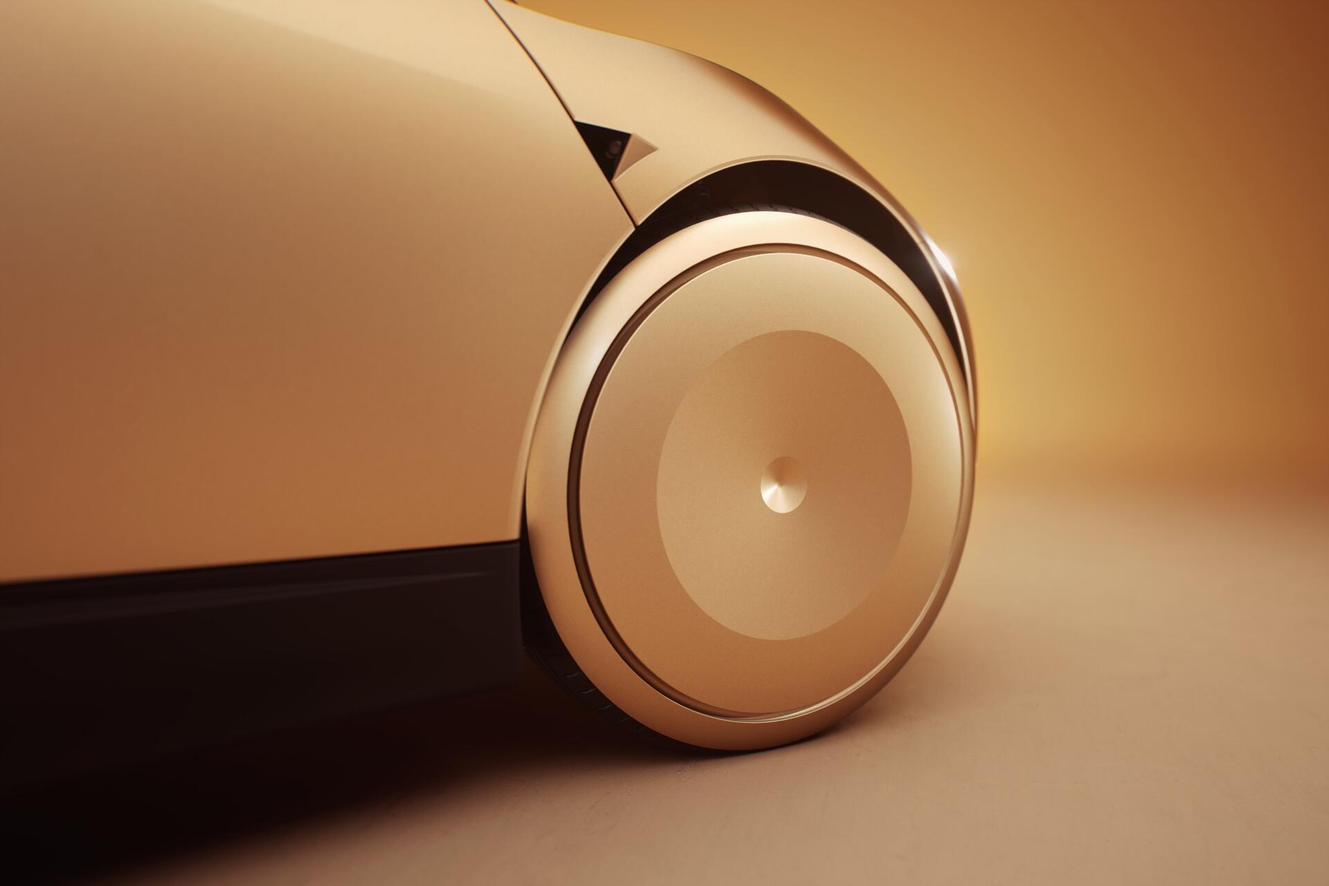 Close-up of a futuristic Cybercab vehicle wheel, showcasing sleek design and modern aesthetics. This 4K Ultra HD image serves as a striking desktop wallpaper.