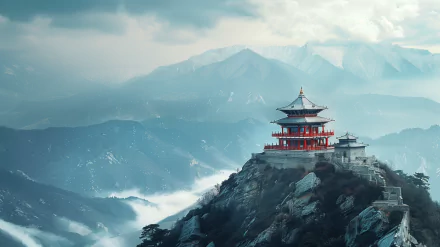 buddhist temple mountain HD Desktop Wallpaper | Background Image