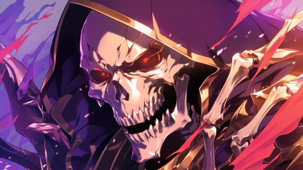 Ainz Ooal Gown from the anime Overlord is featured in this HD desktop wallpaper, showcasing his iconic appearance and captivating presence.