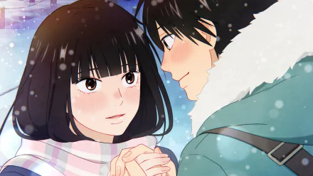 HD wallpaper featuring characters from the anime Kimi Ni Todoke, showcasing Sawako Kuronuma and Shota Kazehaya in a vibrant and engaging design.