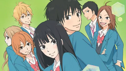 HD wallpaper featuring characters Sawako Kuronuma and Shota Kazehaya from the anime Kimi Ni Todoke, showcasing their heartwarming connection in vibrant artwork.