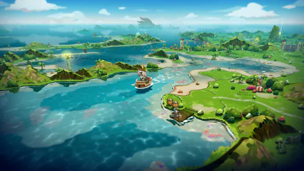 HD desktop wallpaper featuring artwork from Cat Quest III, showcasing vibrant visuals and immersive elements from this popular video game.