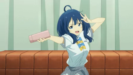 A vibrant HD wallpaper featuring Anna Yanami from the anime Too Many Losing Heroines! playfully posing with a drink, exuding youthful energy and charm.