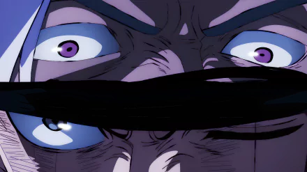 Close-up HD anime wallpaper featuring intense eyes from One Piece characters King and Roronoa Zoro, capturing detailed expressions in vibrant colors.