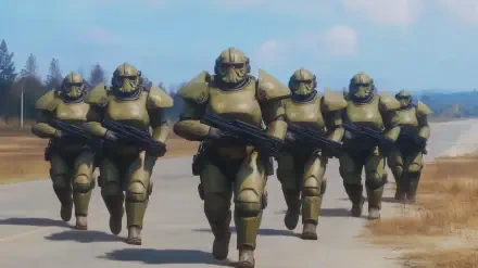 HD desktop wallpaper featuring the T-60 power armor from the video game Fallout, showcasing its iconic design and details against a stylized background.