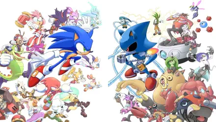 4K Ultra HD desktop wallpaper featuring Sonic the Hedgehog characters from Sonic the Comic and IDW series in dynamic action poses.