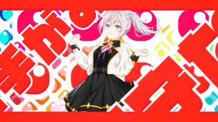 8K Ultra HD desktop wallpaper featuring Alisa Mikhailovna Kujou from Alya Sometimes Hides Her Feelings with vibrant red and white graphic elements.