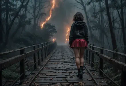  Woman old bridge