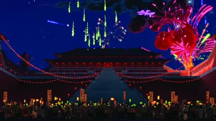 A HD desktop wallpaper featuring scenes from Disney's animated movie Mulan (1998), showcasing vibrant colors and iconic characters from the beloved film.
