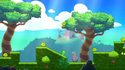 A high-definition PC desktop wallpaper featuring art from the video game Gimmick! 2, showcasing vibrant graphics and captivating design elements.