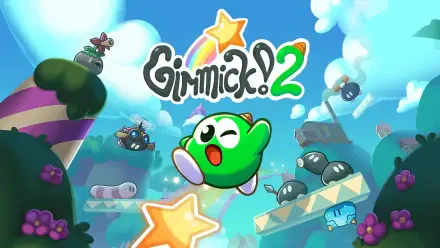 An HD desktop wallpaper featuring imagery inspired by the video game Gimmick! 2, showcasing vibrant colors and dynamic elements from the game.