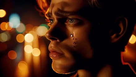 tears portrait emotions night lightning HD Desktop Wallpaper | Background Image