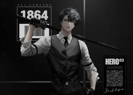 Anime wallpaper featuring Kim Dokja from Omniscient Reader's Viewpoint, showcasing a character in a black vest holding a sword against a dark background.