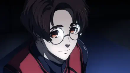 HD anime desktop wallpaper featuring Kenyuu Yukimiya from Blue Lock, depicted with glasses and a calm expression against a dark background.