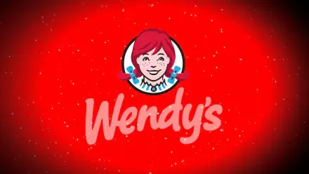 A vibrant 4K Ultra HD wallpaper featuring the Wendy's logo against a bold red background, showcasing the iconic brand's playful spirit.
