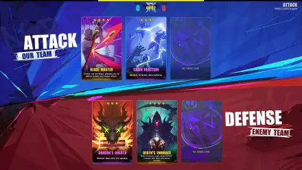 An HD PC desktop wallpaper featuring the video game FragPunk, showcasing an attack vs. defense team selection screen with vibrant graphics and character cards.