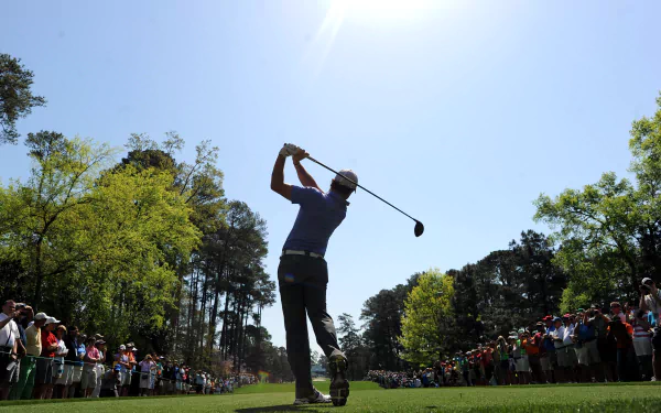 HD desktop wallpaper and background image featuring golfer Rory McIlroy in action during a sports event.