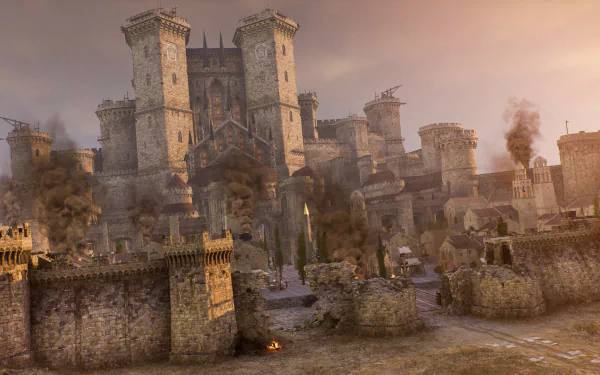 HD desktop wallpaper featuring a majestic castle from the video game Throne and Liberty.