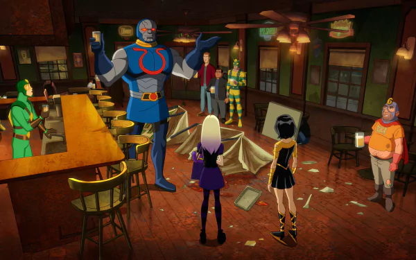 HD desktop wallpaper featuring characters and themes from the TV show Kite Man: Hell Yeah! adds a vibrant touch to your screen.