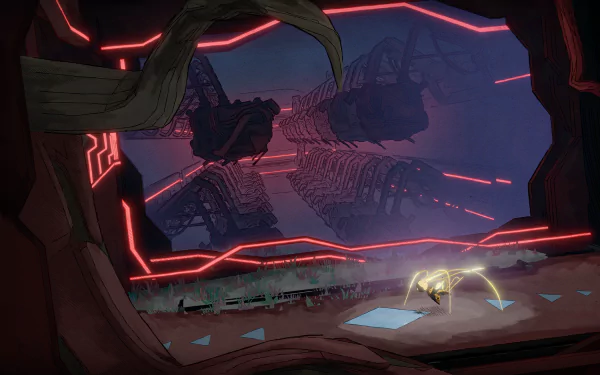 HD desktop wallpaper featuring art from the video game Mio: Memories in Orbit, showcasing vibrant visuals and an immersive celestial theme.