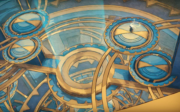 A vibrant HD desktop wallpaper inspired by the video game Mio: Memories in Orbit, showcasing its captivating art and immersive atmosphere.