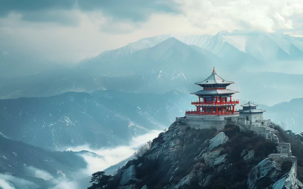 buddhist temple mountain HD Desktop Wallpaper | Background Image