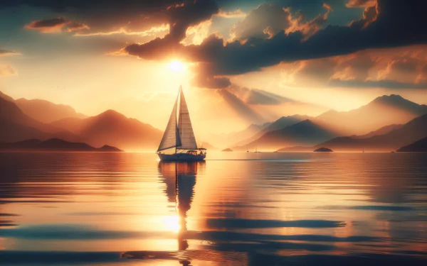 A serene HD desktop wallpaper featuring a sailboat on calm waters, creating a peaceful and inspiring backdrop for your screen.