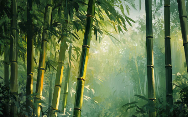 A serene bamboo forest showcases nature's beauty, serving as a stunning HD desktop wallpaper and background for a tranquil and refreshing aesthetic.