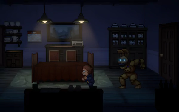 HD desktop wallpaper featuring elements from the video game Five Nights at Freddy's: Into the Pit, creating a captivating and immersive background.