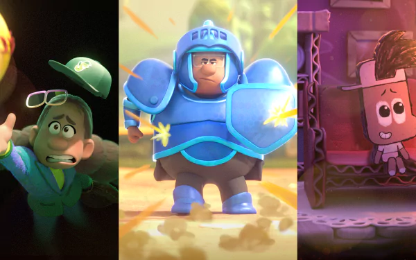 Colorful HD desktop wallpaper featuring characters from Pixar's Win or Lose, showcasing a blend of emotions and vibrant animation styles.