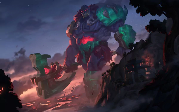 HD desktop wallpaper featuring Sion from League of Legends, capturing the essence of the video game and connecting to Legends of Runeterra.