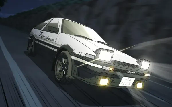 HD desktop wallpaper featuring vibrant anime artwork from Initial D, showcasing dynamic car action and captivating visuals for fans of the series.