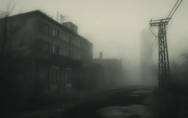A haunting HD wallpaper inspired by Silent Hill, featuring a foggy, lonely landscape that captures the eerie essence of the video game atmosphere.
