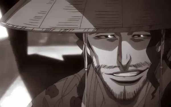 Anime-style 4K Ultra HD desktop wallpaper featuring Shunsui Kyōraku from Bleach The Movie 2: The DiamondDust Rebellion in a detailed, dramatic close-up.