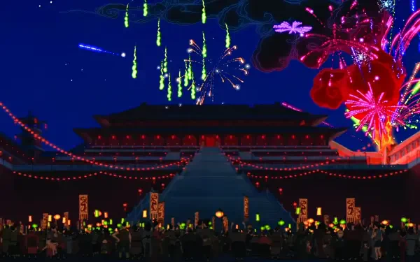 A HD desktop wallpaper featuring scenes from Disney's animated movie Mulan (1998), showcasing vibrant colors and iconic characters from the beloved film.