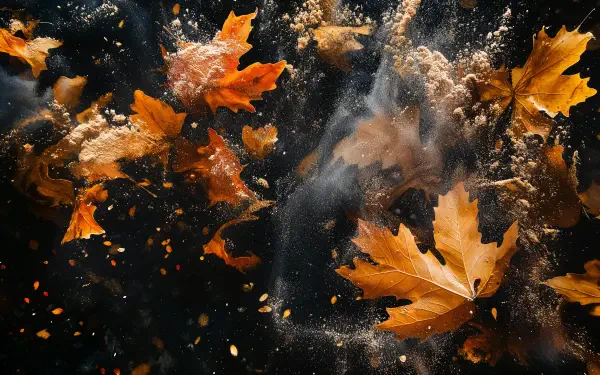 A vibrant display of autumn leaves captured in stunning 4K Ultra HD, serving as a captivating desktop wallpaper and background.