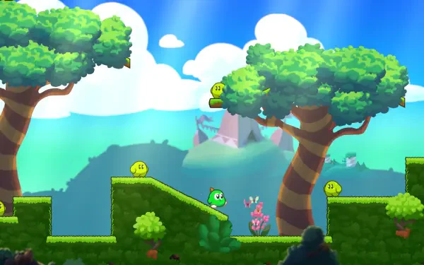 A high-definition PC desktop wallpaper featuring art from the video game Gimmick! 2, showcasing vibrant graphics and captivating design elements.