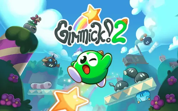 An HD desktop wallpaper featuring imagery inspired by the video game Gimmick! 2, showcasing vibrant colors and dynamic elements from the game.