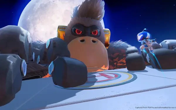 HD wallpaper featuring characters and scenes from the video game Astro Bot Rescue Mission, designed to enhance any desktop background.