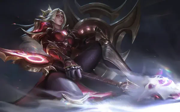 A stunning 4K Ultra HD wallpaper featuring Leona from League of Legends, showcasing her powerful stance and intricate armor against a dramatic background.