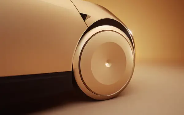 Close-up of a futuristic Cybercab vehicle wheel, showcasing sleek design and modern aesthetics. This 4K Ultra HD image serves as a striking desktop wallpaper.