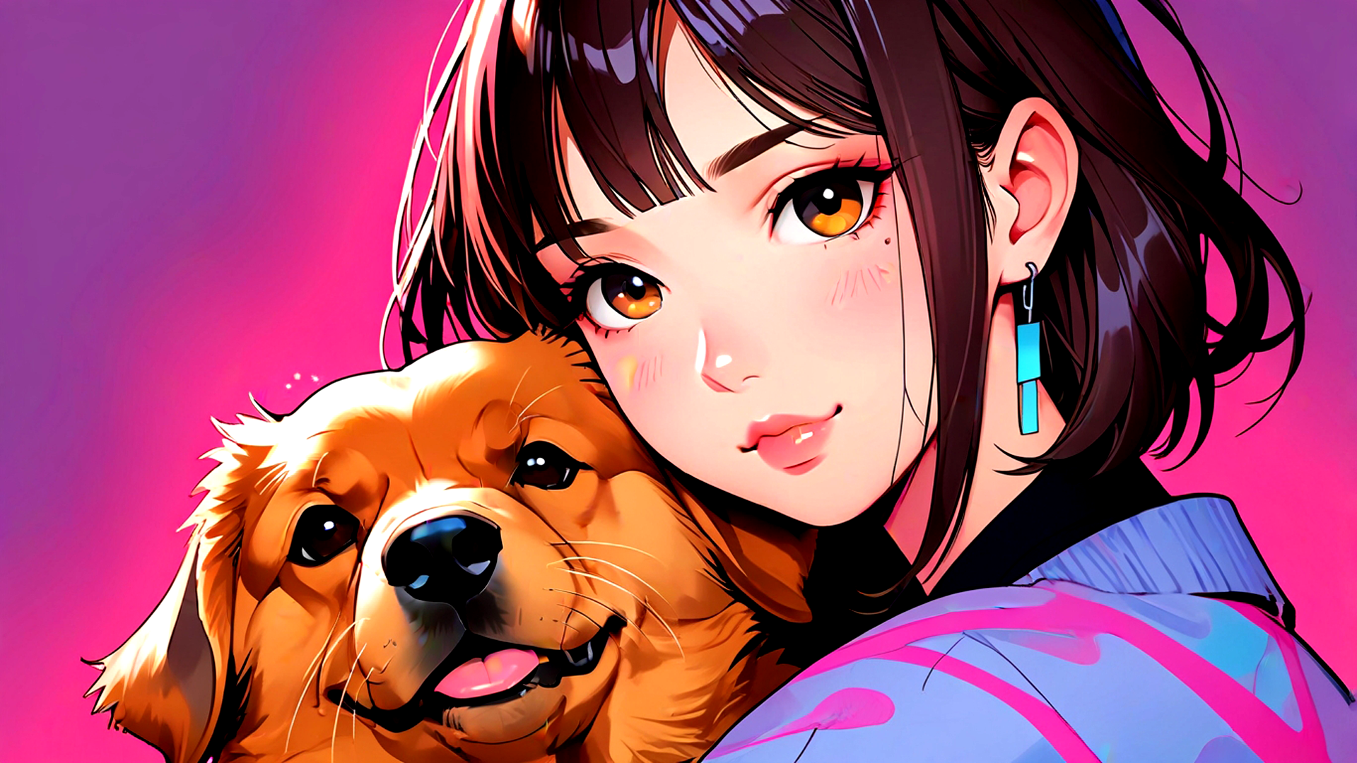 Download Girl Dog Anime Best Friends Animal Anime Girl HD Wallpaper