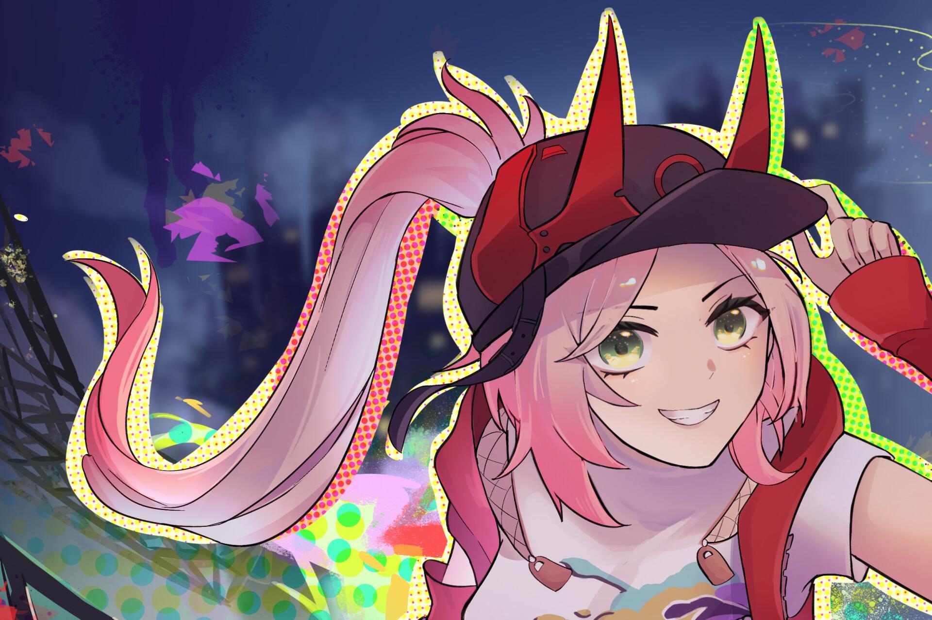 A vibrant HD desktop wallpaper featuring Rappa from Honkai: Star Rail, showcasing her dynamic pose and striking features against a colorful background.