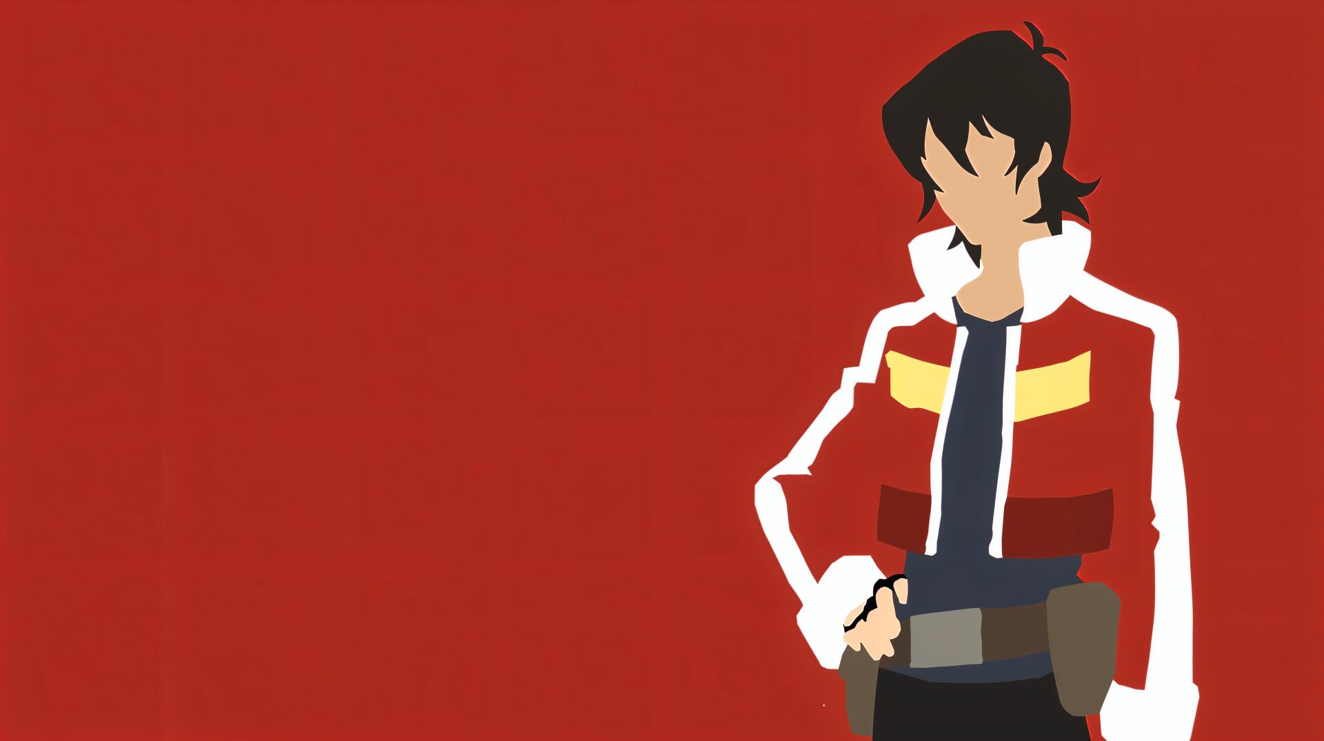 A minimalist anime depiction of Keith Kogane from *Voltron Legendary Defender*, set against a bold red background, suited for a 4K Ultra HD PC desktop wallpaper.