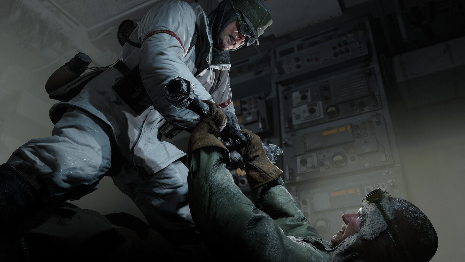 HD wallpaper from Indiana Jones and the Great Circle, showcasing a dynamic scene of confrontation, capturing the adventurous spirit of the video game.