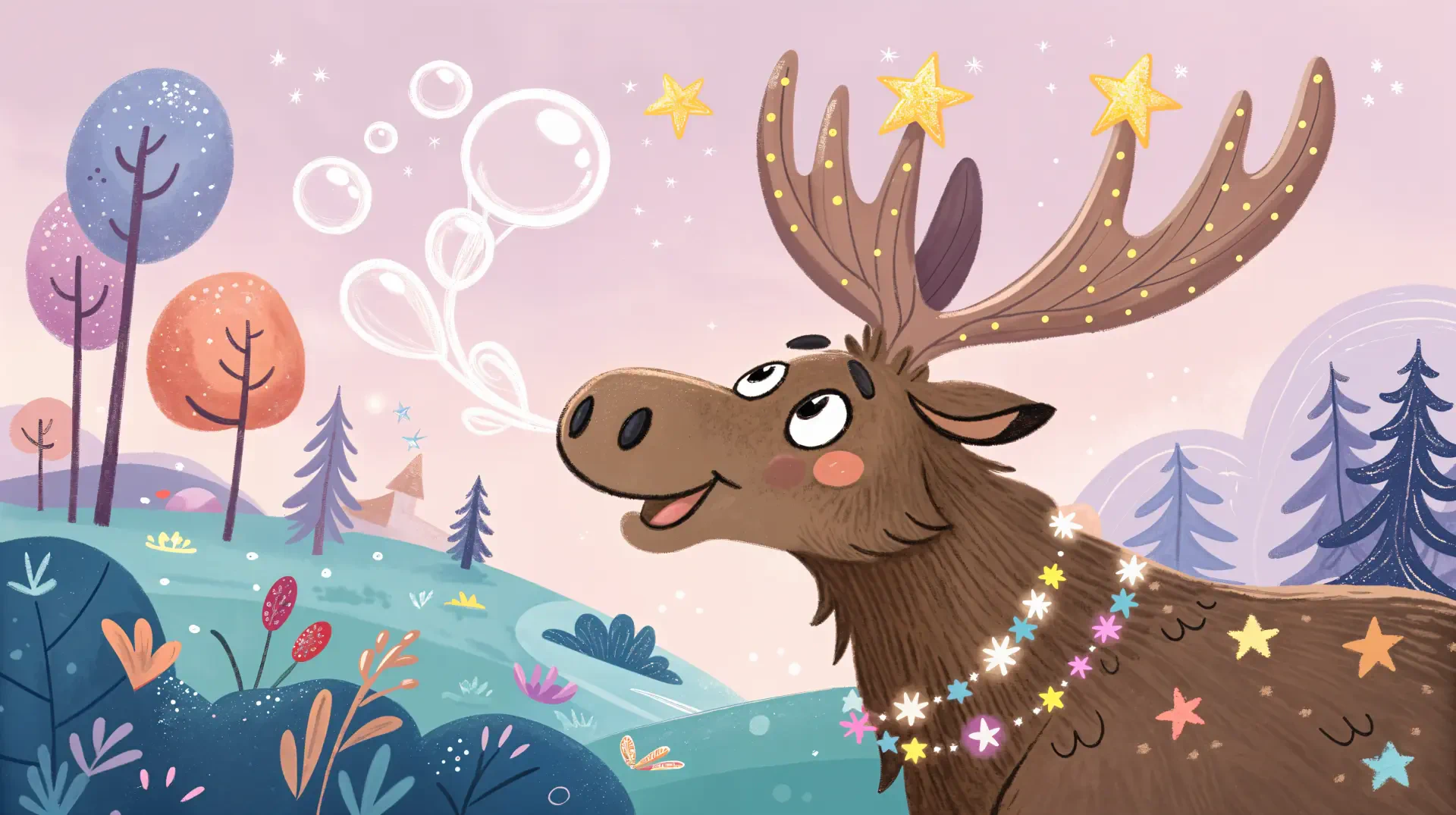 Charming Moose: A Whimsical 4k Ultra Hd Wallpaper By Quantumcurator