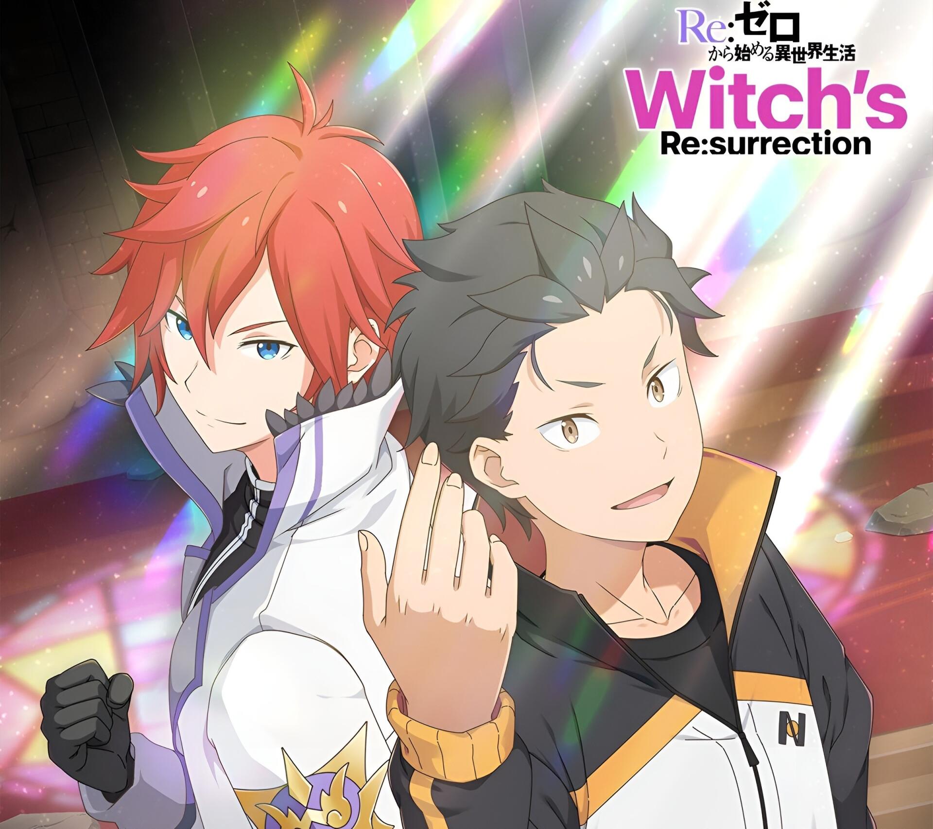 HD anime wallpaper featuring Subaru Natsuki and Reinhard van Astrea from Re:Zero - Starting Life in Another World, showcasing dynamic poses and vibrant colors.