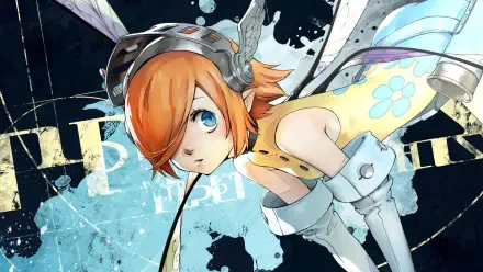 A vibrant HD wallpaper from the video game Metaphor: ReFantazio, featuring a whimsical character with orange hair and headphones against a dynamic background.