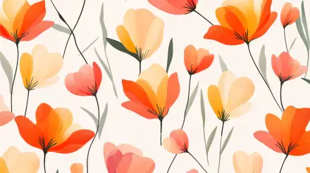 A vibrant floral pattern featuring orange and yellow flowers on a soft background, showcased in a 4K Ultra HD desktop wallpaper.